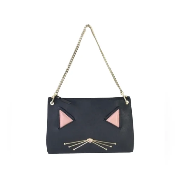 Kate Spade Jazz Things Up Cat River Convertible Crossbody Black - Picture 1 of 4